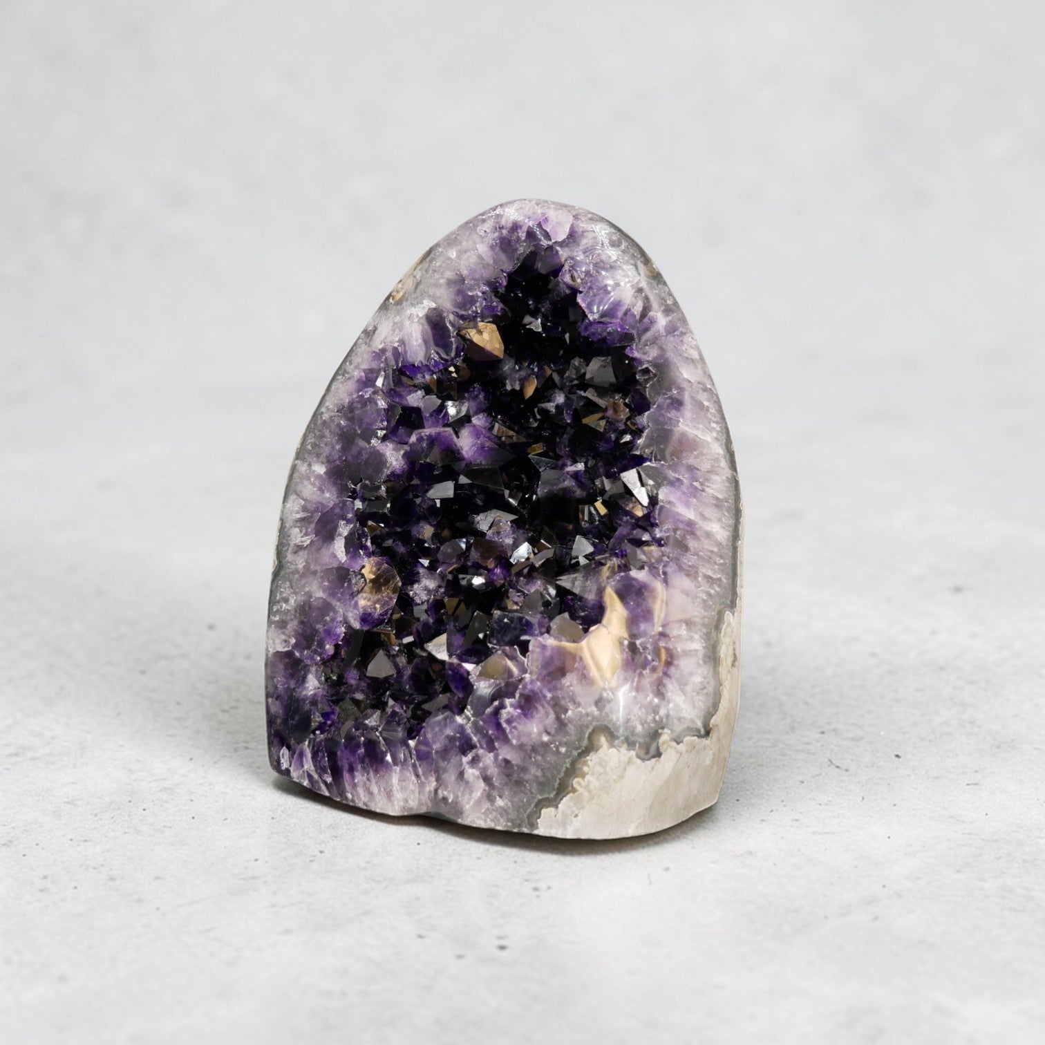 XL amethyst cathedral 21.80 lb, deep purple near-black crystal points, polished exterior, self-standing, Artigas Uruguay