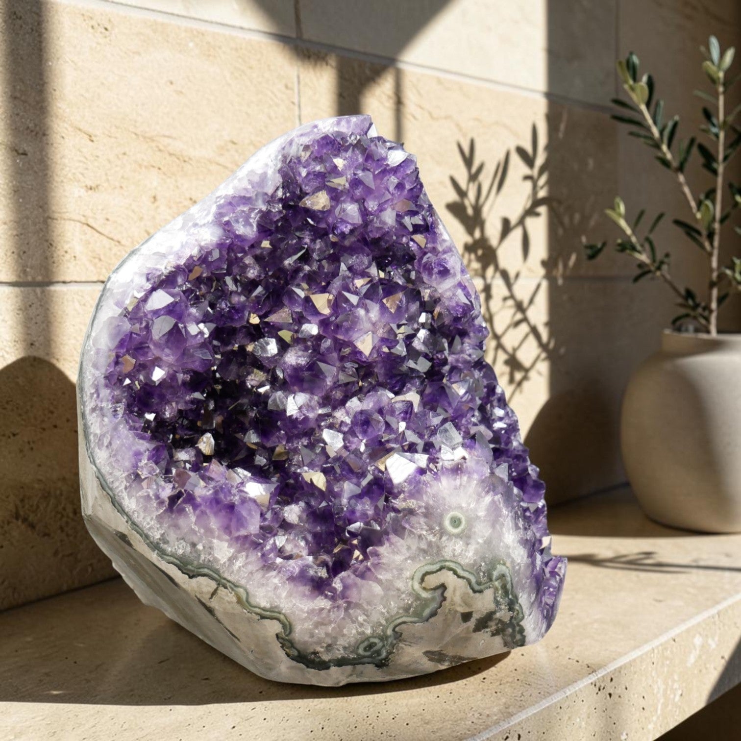 Large Amethyst Geode with Agate – 28.31 lb | Uruguayan Purple Crystal