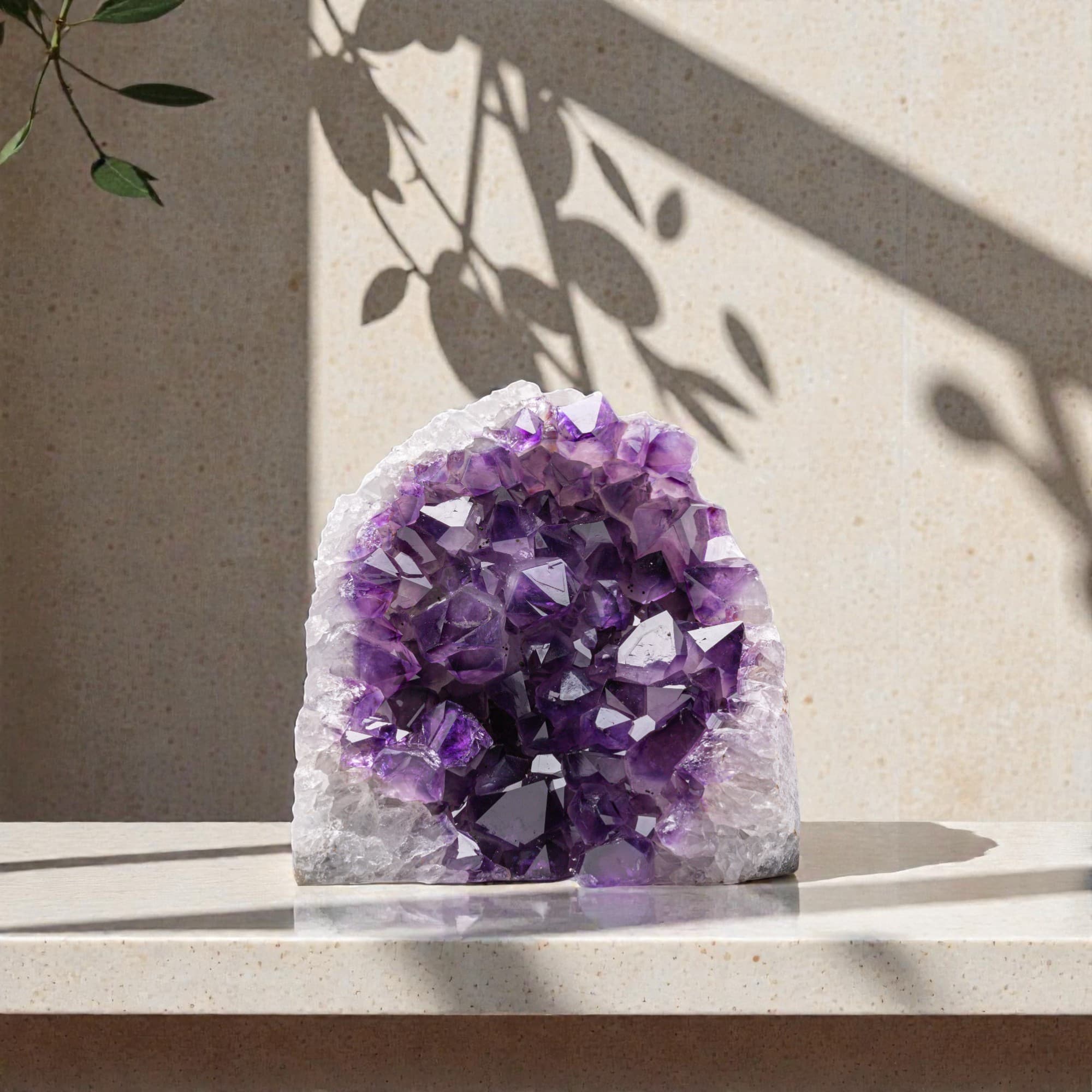 buy small amethyst cluster, ethically sourced. Purple haze, cut based. Free shipping.