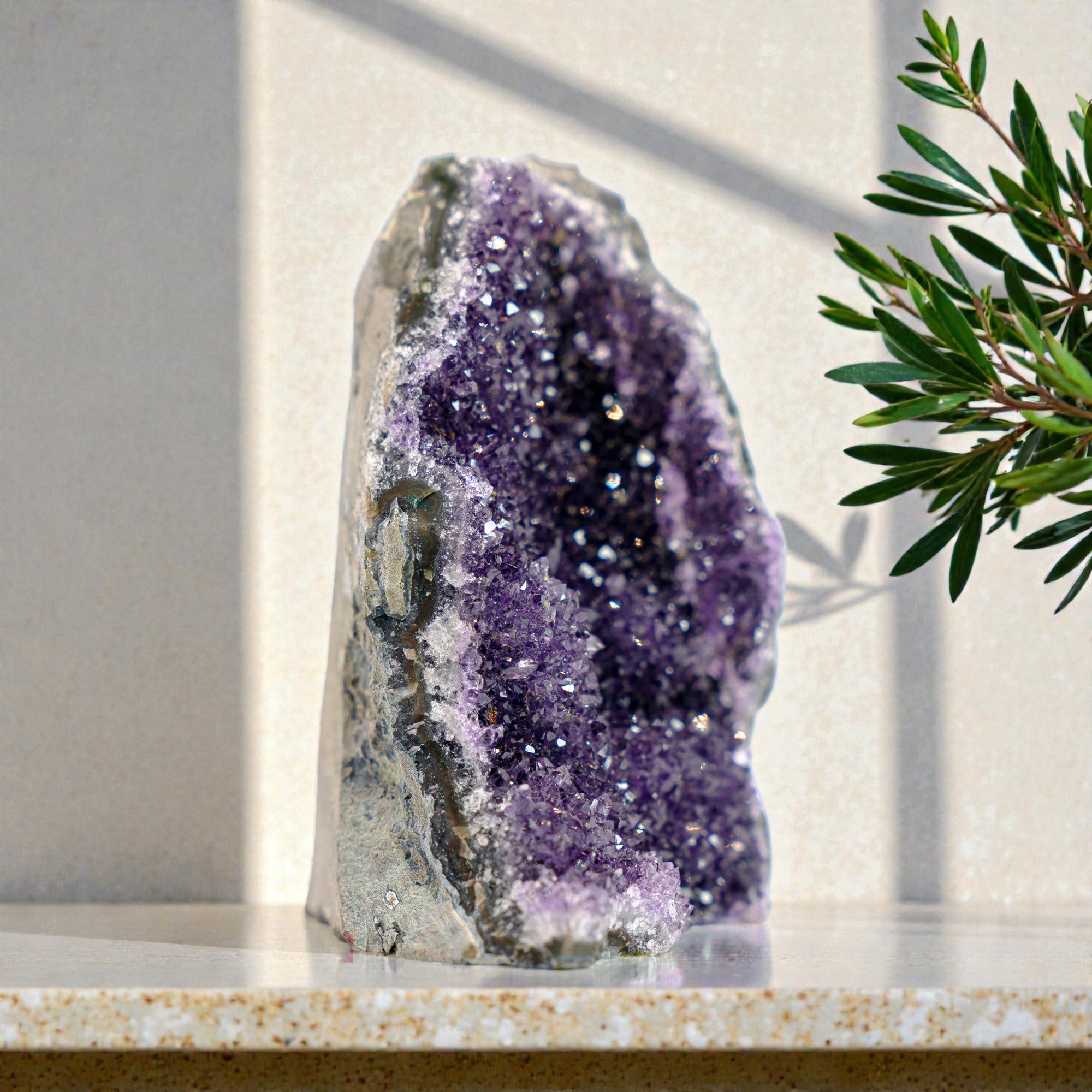 This amethyst cathedral cluster has the highest quality of the semi precious stones.