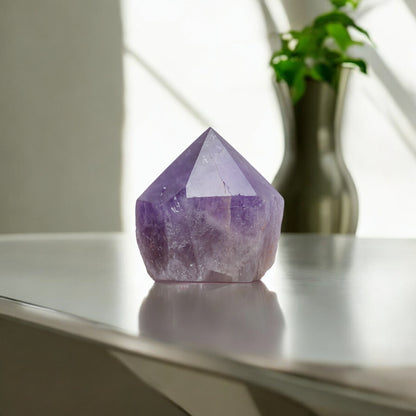 EMPORION Natural Amethyst Crystal Point – Pure Purple Gemstone