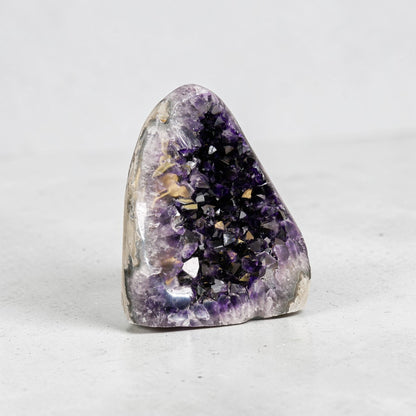 Natural amethyst cathedral with dark violet crystal formation and visible agate banding, 21.80 lb, Uruguay