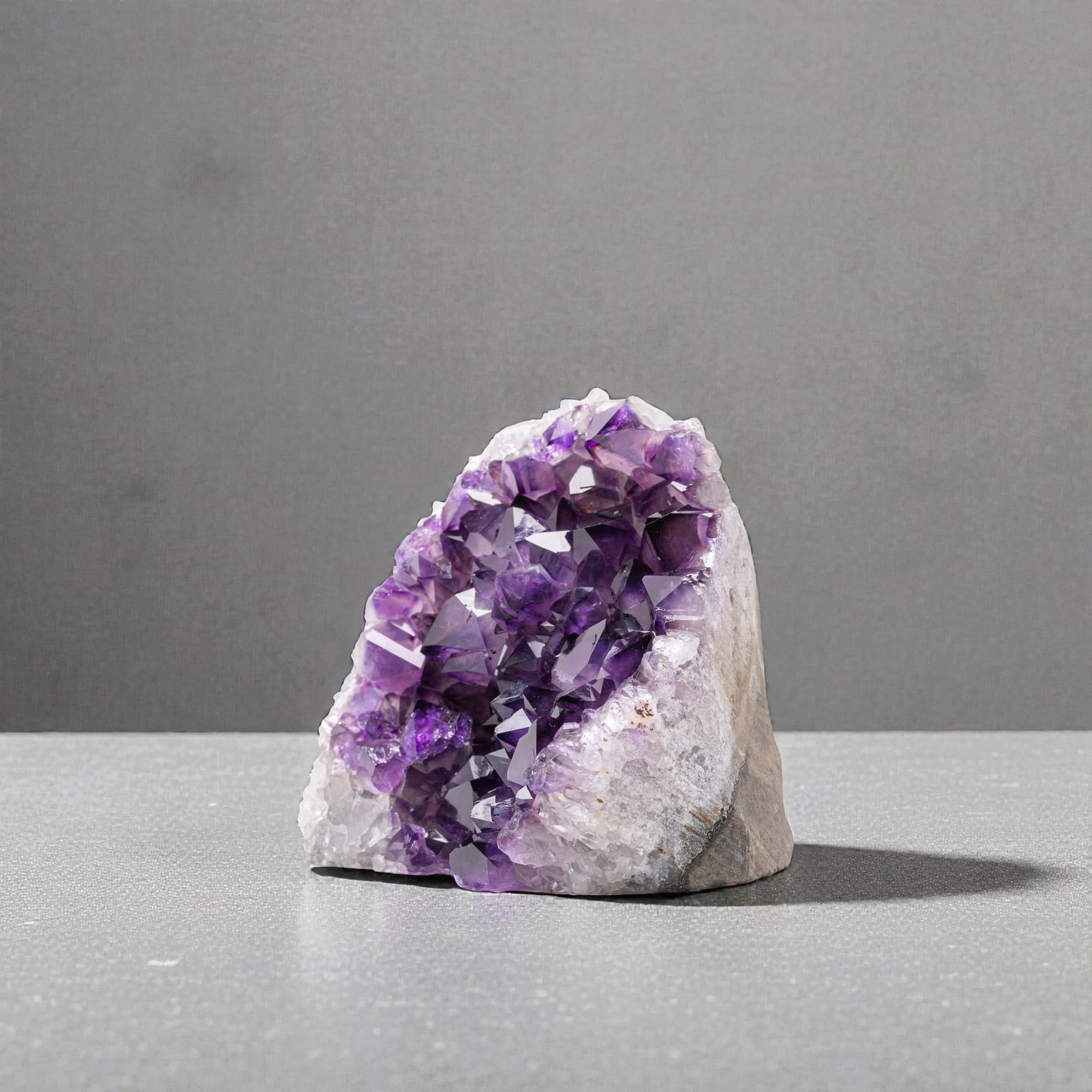 Uruguayan amethyst cluster 1.5–2 lb, 4–6 inches high, deep purple crystal points with natural raw base.