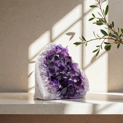 This hand-sized Uruguayan amethyst cluster (1.5-2 lb) carries the glow of natural crystals from Uruguay