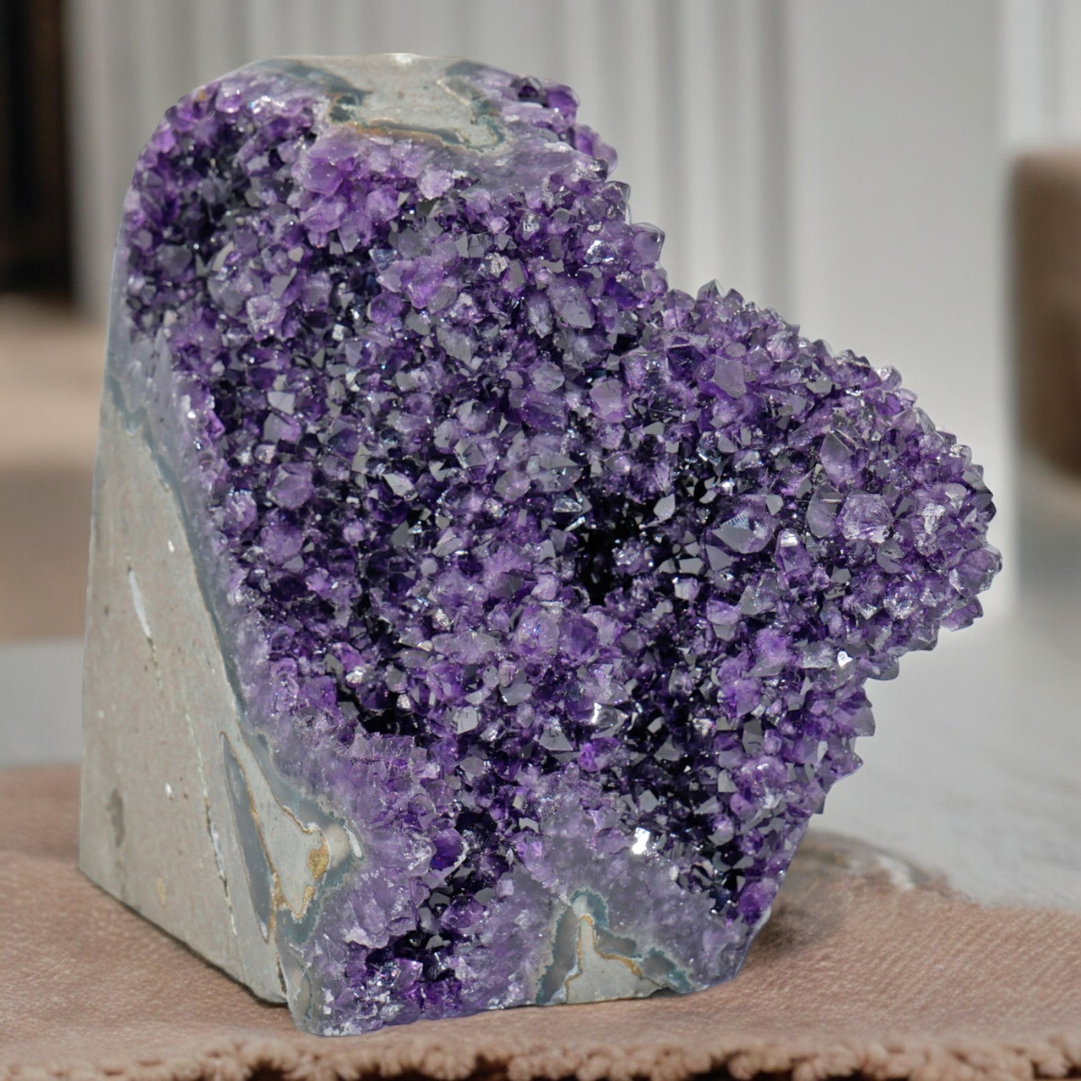 9.79 lbs Large Natural Deep Purple Crystal Cluster Stone from Uruguay