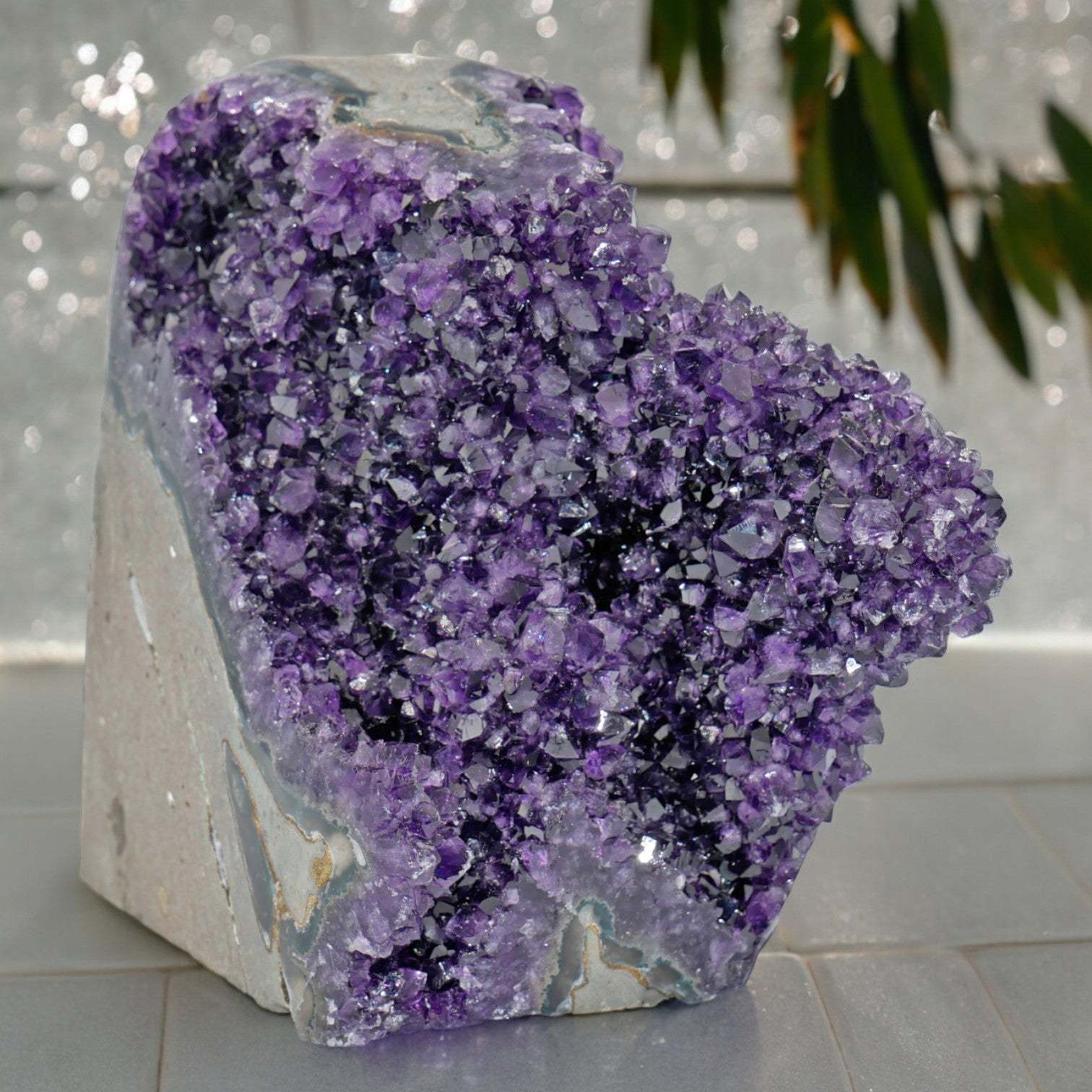 9.79 lbs Large Natural Deep Purple Crystal Cluster Stone from Uruguay