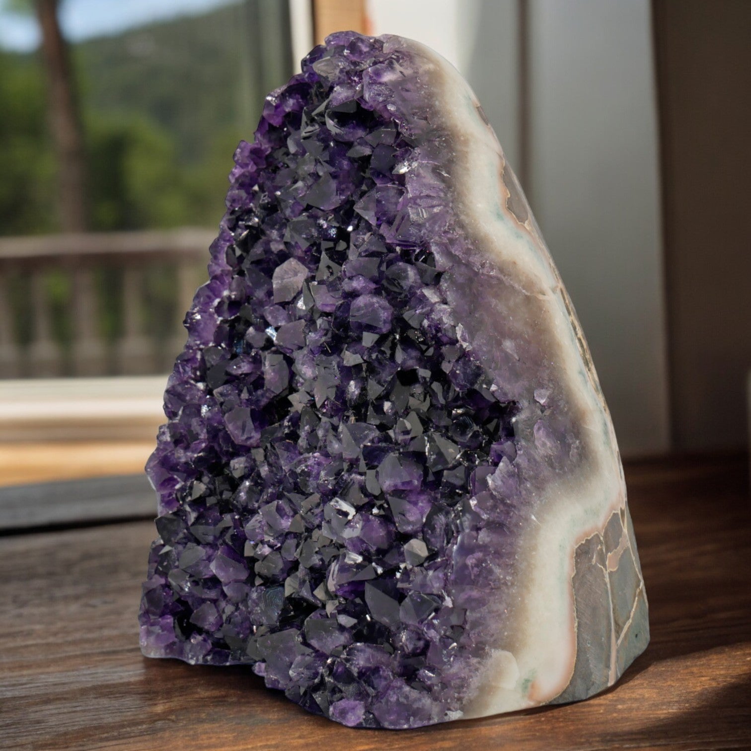 7.68 lbs Large Natural Deep Purple Crystal Cluster Stone from Uruguay