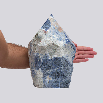 Luxury Extra Large Sodalite Crystal Point – 26.47 lb, 12" High, 6.5" Length, 5" Width – Stunning Natural Gemstone for Unique Home Decor & Memorable Gifting