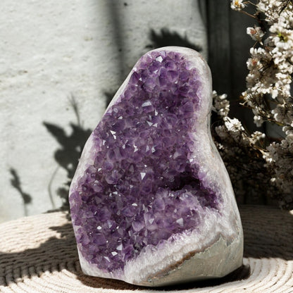21.57 lb Natural Amethyst Geode - Super Large Crystal Cluster Stone from Uruguay Raw Geode Quartz - Purple Color