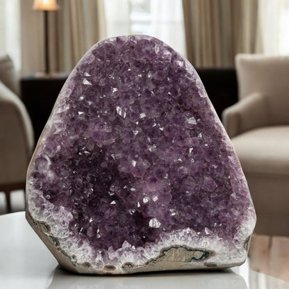18.49 lbs Unique Collectors Quality Amethyst Geode - Large Natural Deep Purple Crystal Cluster Stone from Uruguay