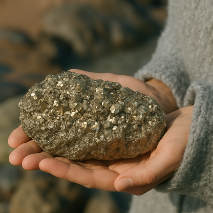 14.31 lb Extra-Large Pyrite – Natural Crystal Cluster with Raw Edges, Golden Metallic Luster– One-of-a-Kind Décor or Collector’s Statement Piece