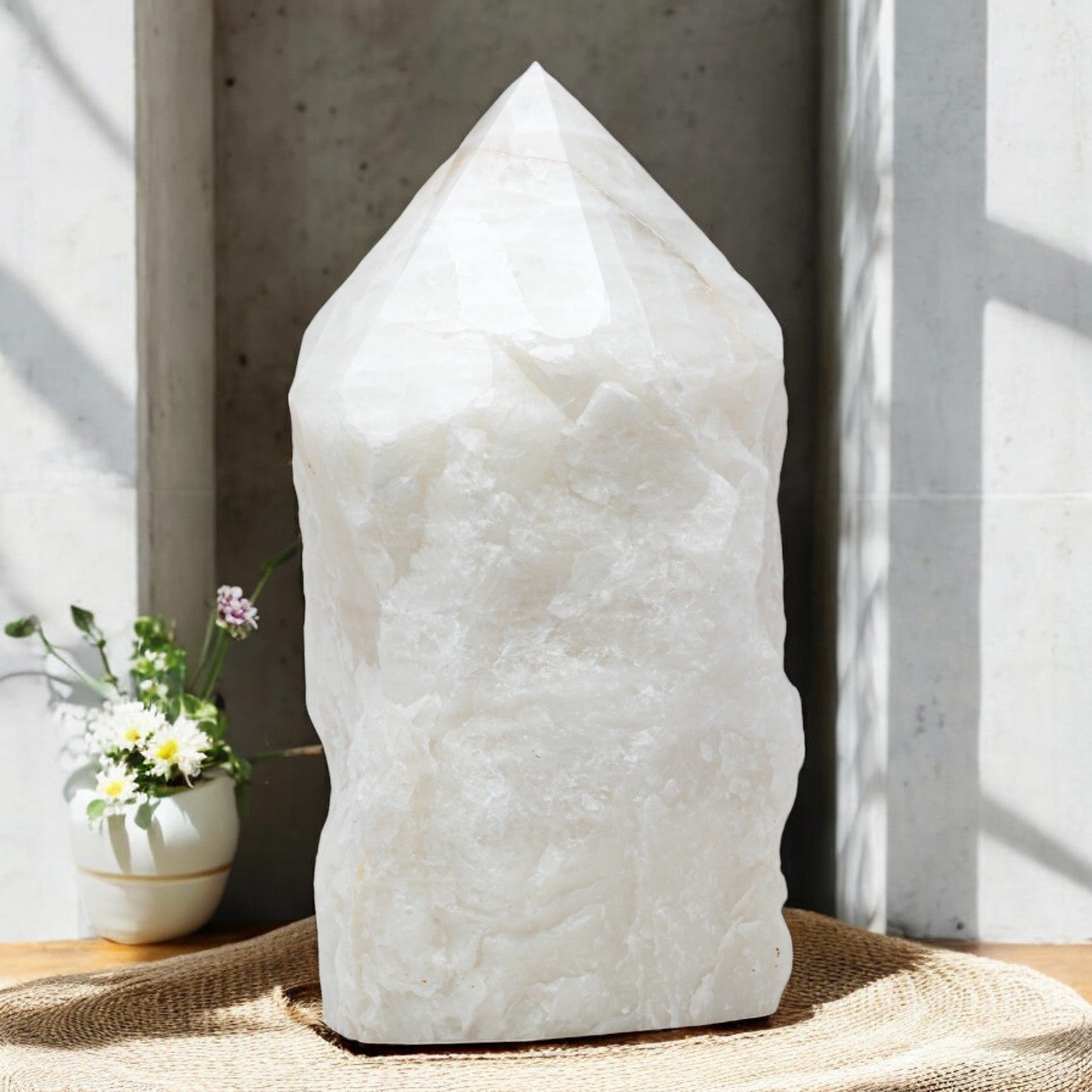 Luxury Extra Large Clear Crystal Point – 29.65 lb, 13" High, 6" Length, 5.5" Width – Stunning Natural Gemstone for Unique Home Decor & Memorable Gifting