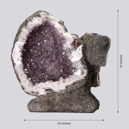 55.88 lb Natural Amethyst Geode - Super Large Crystal Cluster Stone from Uruguay Raw Geode Quartz - Purple Color