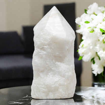 Luxury Extra Large Clear Crystal Point – 29.65 lb, 13" High, 6" Length, 5.5" Width – Stunning Natural Gemstone for Unique Home Decor & Memorable Gifting