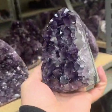 4" to 7" H
Natural crystal from Artigas, Uruguay.
Hand-sized Deep Purple Amethyst Crystal. 