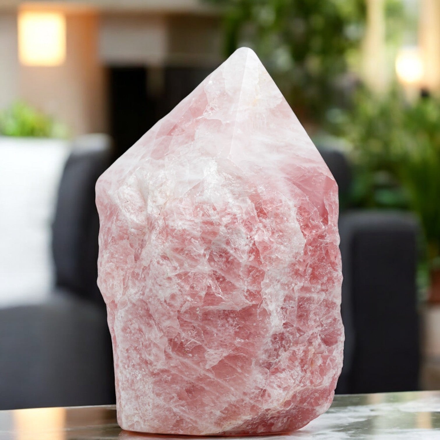 Luxury Extra Large Rose Quartz Crystal Point – 20.64 lb, 10" High, 5" Length, 4" Width – Stunning Natural Gemstone for Unique Home Decor & Memorable Gifting (Copy)