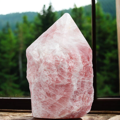 Luxury Extra Large Rose Quartz Crystal Point – 20.03 lb, 10" High, 5.5" Length, 3.5" Width – Stunning Natural Gemstone for Unique Home Decor & Memorable Gifting