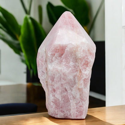 Luxury Extra Large Rose Quartz Crystal Point – 20.64 lb, 10" High, 5" Length, 4" Width – Stunning Natural Gemstone for Unique Home Decor & Memorable Gifting (Copy)