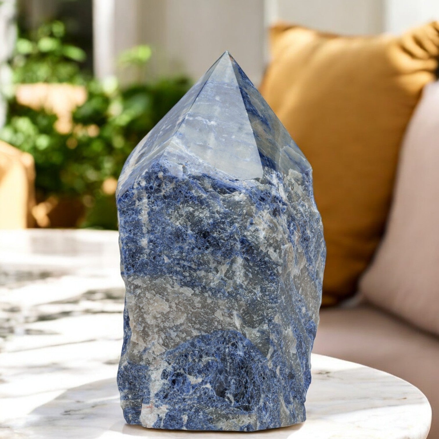 Luxury Extra Large Sodalite Crystal Point – 30.92 lb, 13.5" High, 6" Length, 6 Width – Stunning Natural Gemstone for Unique Home Decor & Memorable Gifting